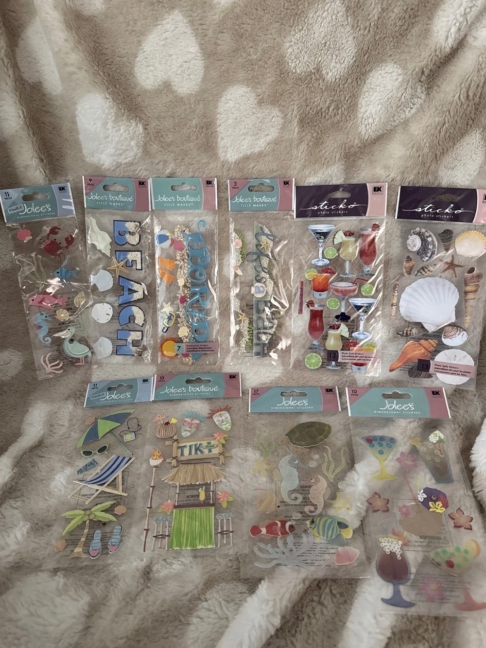 Jolee’s & Sticko Beach Tropical Dimensional Stickers Scrapbook Craft Bundle